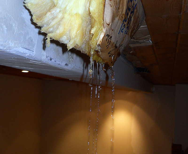 water damage from a roof leak in Glenwood Springs, co
